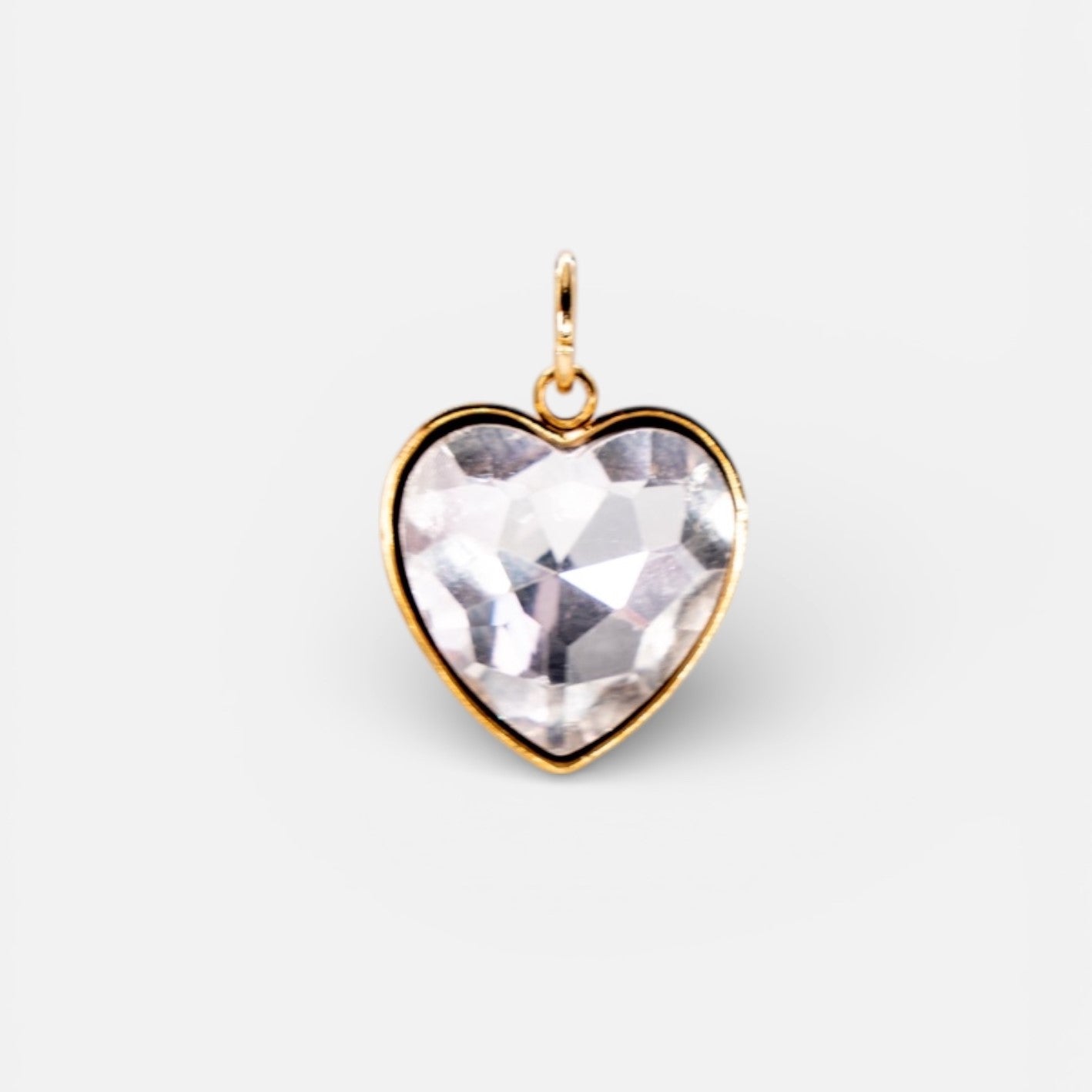 Crystal Heart Charm Gold