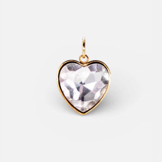 Crystal Heart Charm Gold