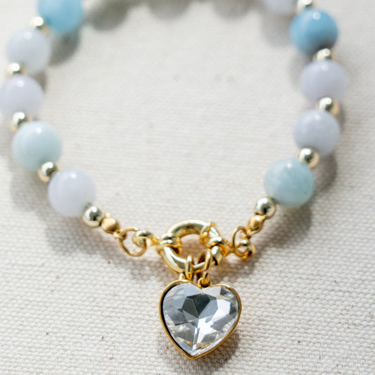 Crystal Heart Charm Gold